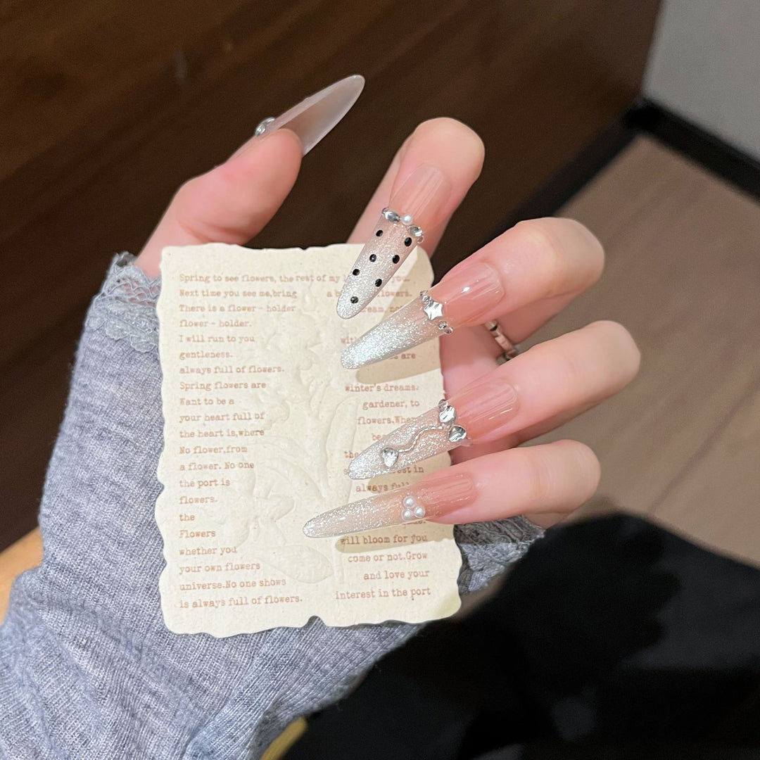 Elegant Floral Design Press-On Nail Extensions Bowlift