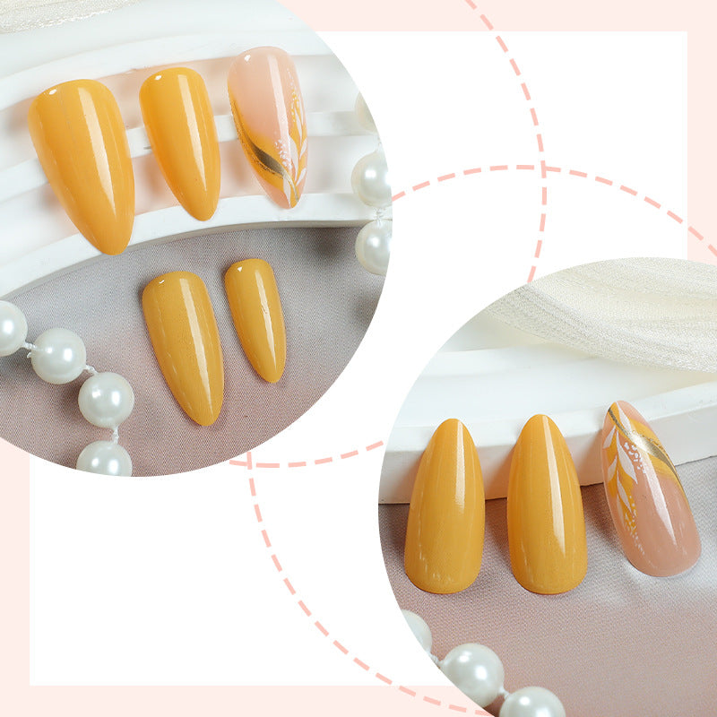 Premium Artistic Press-On Nail Set with Floral and Metallic Accents Bowlift