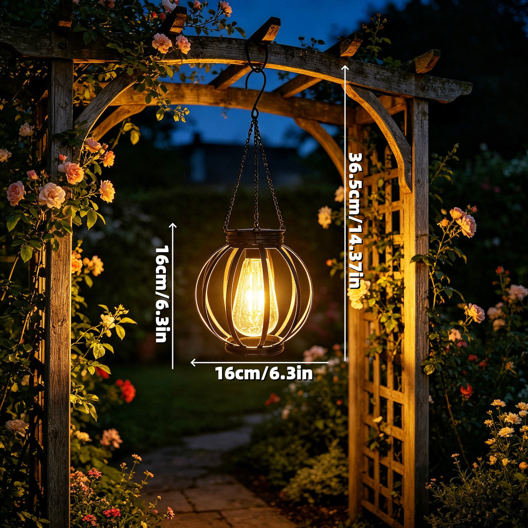 Outdoor Hanging Metal Cage Pendant Lantern With Adjustable Chain And Vintage Filament LED Bowlift