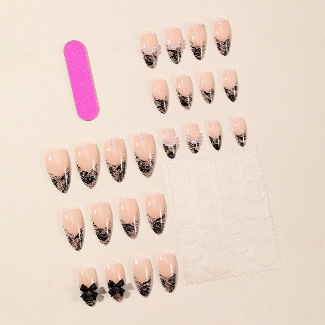 Elegant Lace Design Nail Art Bowlift