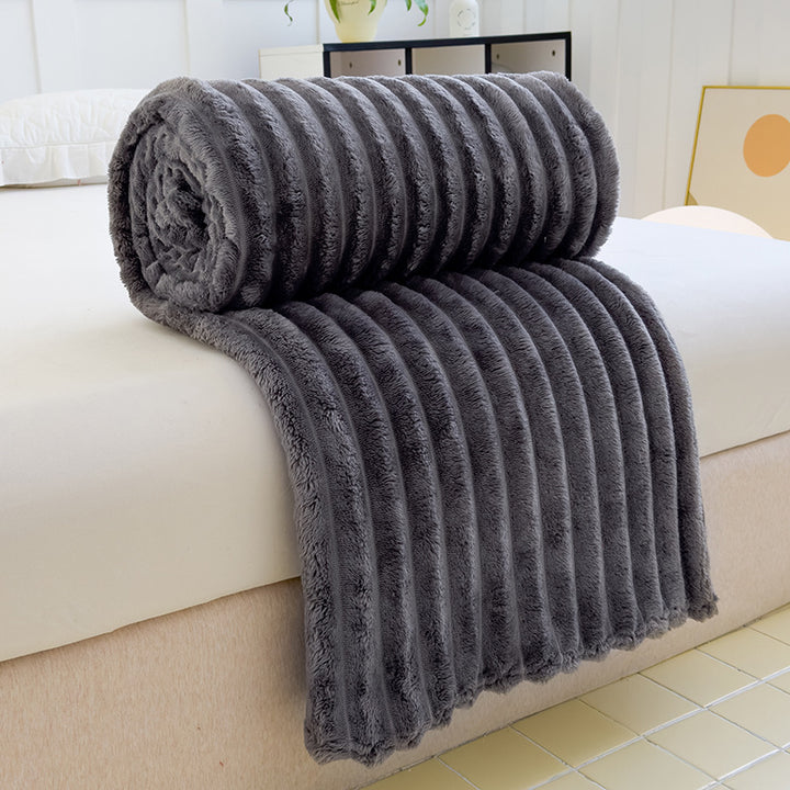 Women High-pile Cozy Blanket with Wave Pattern Bowlift