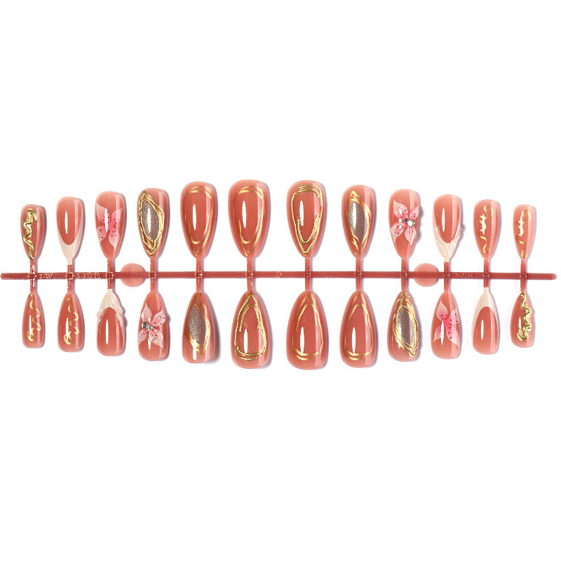 Decorative Press-On Nail Art Set with Floral Embellishments Bowlift