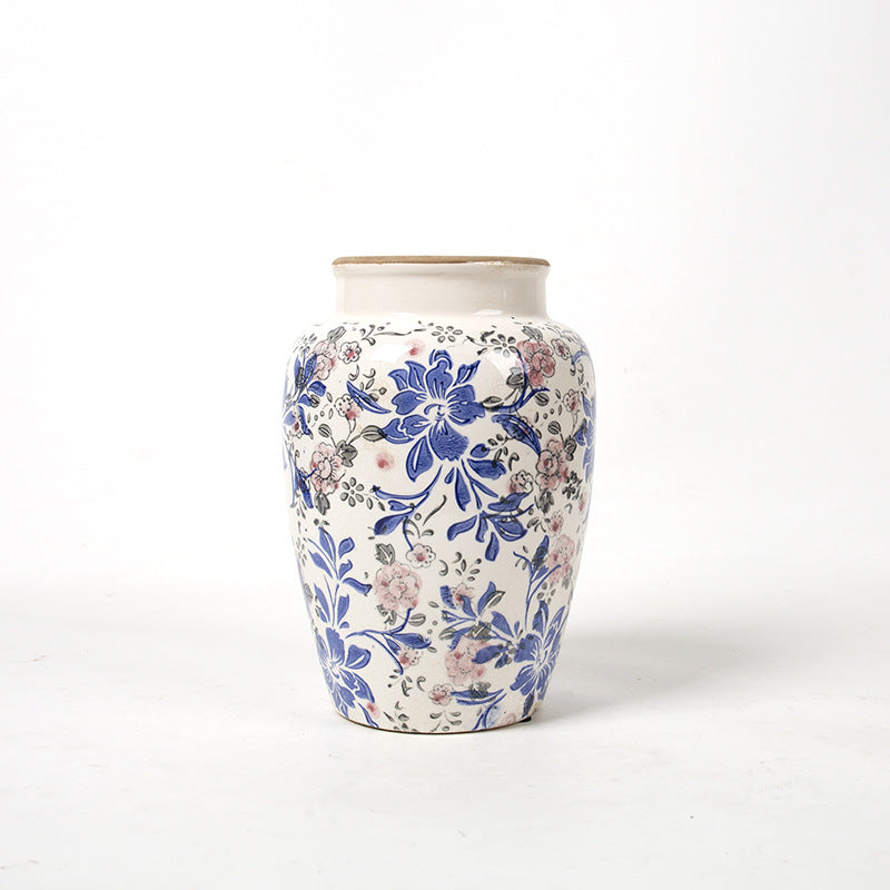 Floral Ceramic Vase with Artistic Design Bowlift