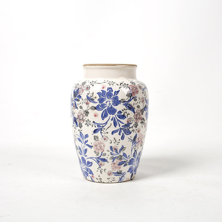 Floral Ceramic Vase with Artistic Design Bowlift