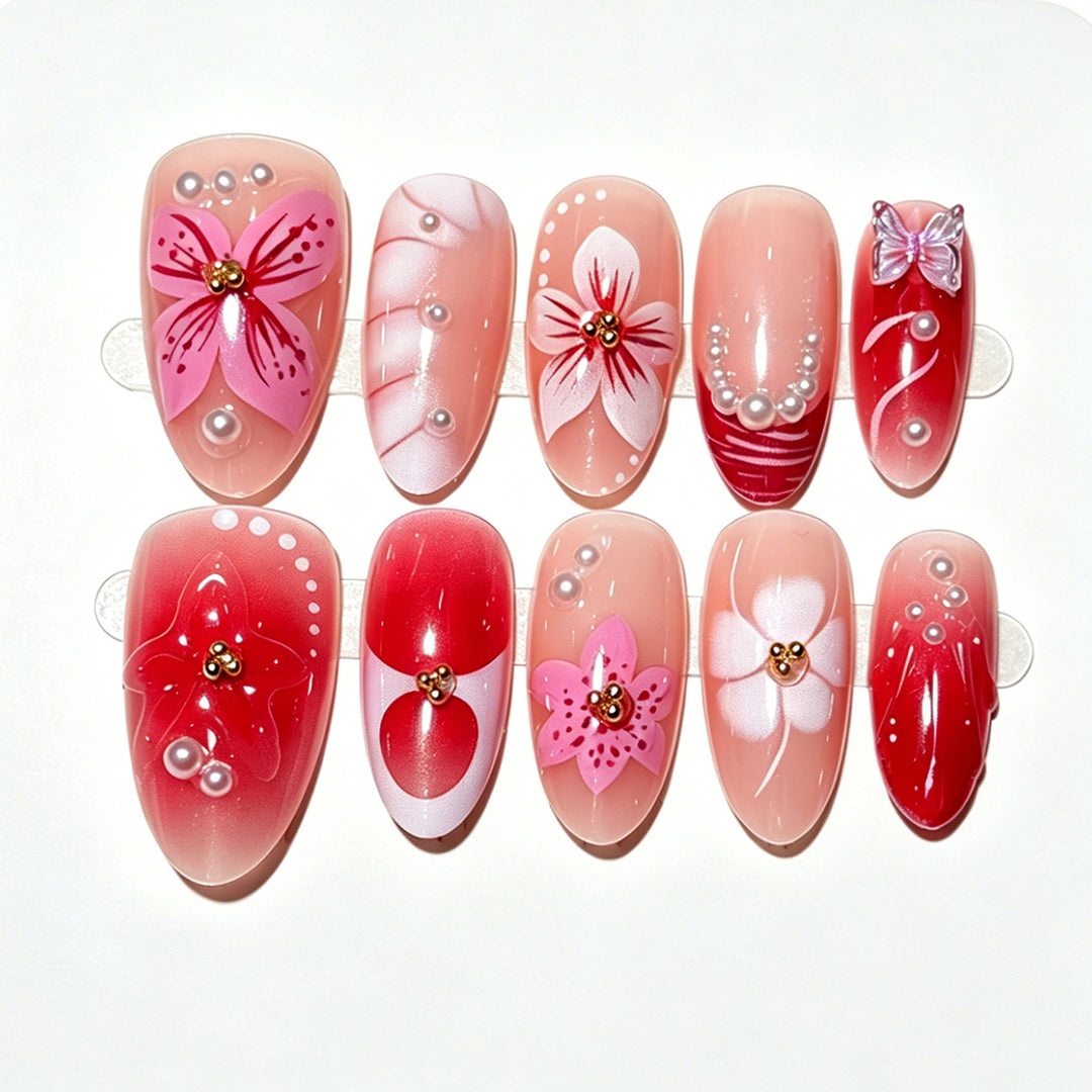 Floral Decorative Press-On Nail Art Kit Bowlift