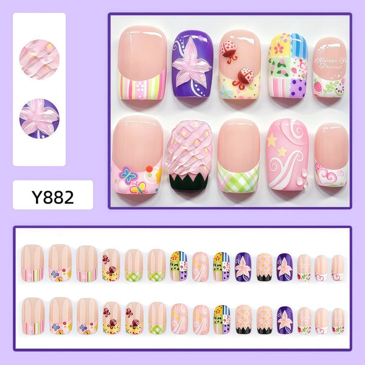 Creative artificial nails with floral and summer motifs Bowlift