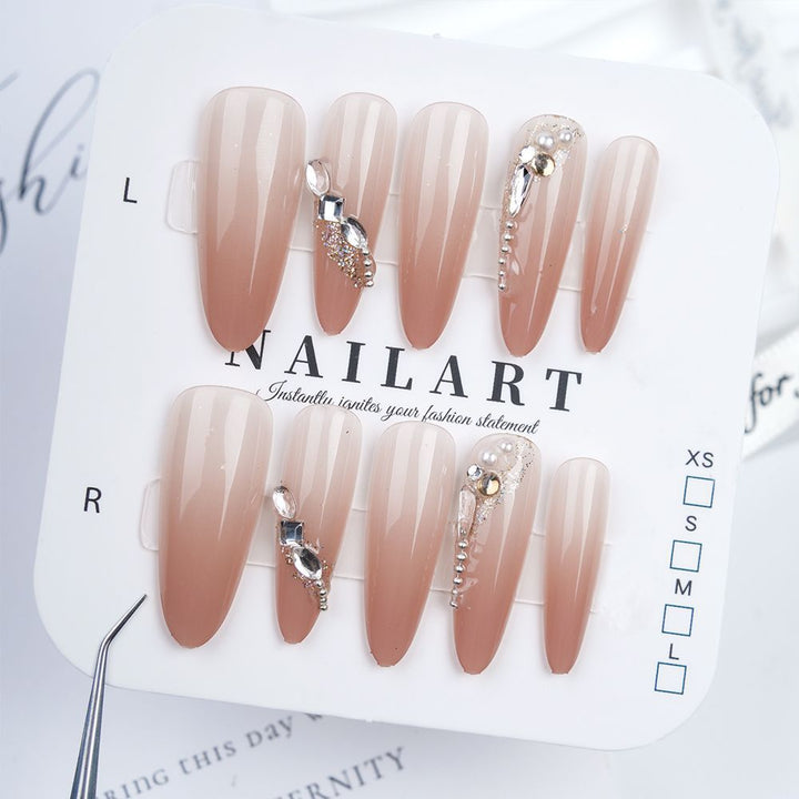 Artistic Stiletto Press-On Nail Set with Floral Embellishments Bowlift