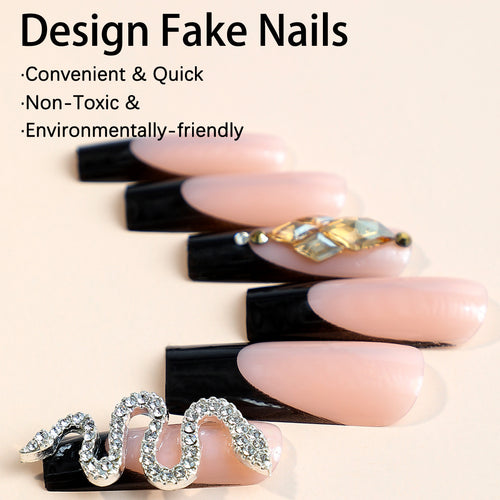 Artificial nail tips with glamorous snake design Bowlift