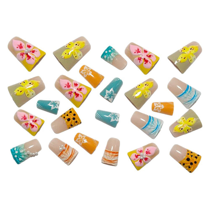 Exclusive artificial nails with floral accents and artistic embellishments Bowlift