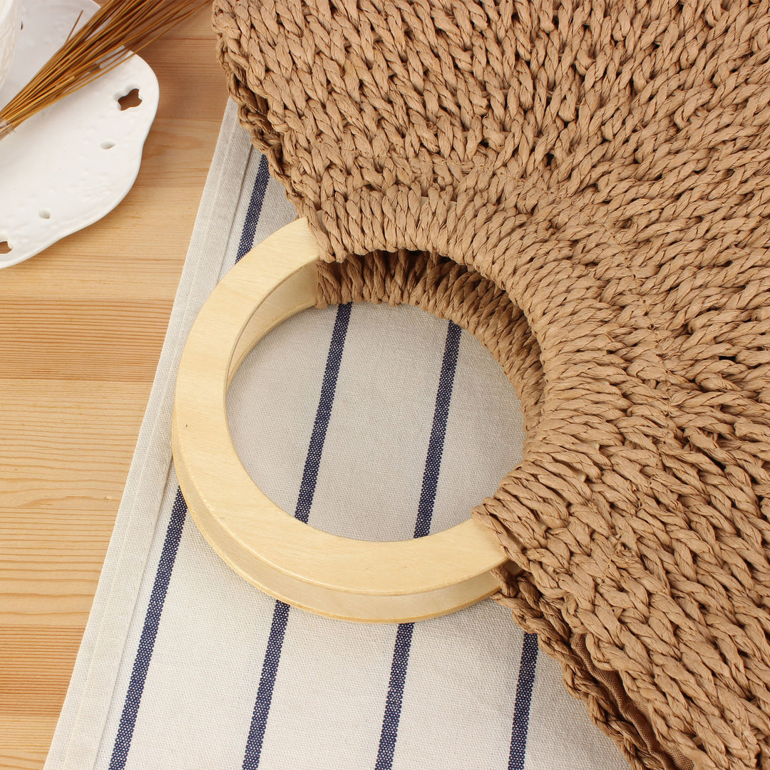 Braided raffia bag with round wooden handles Bowlift