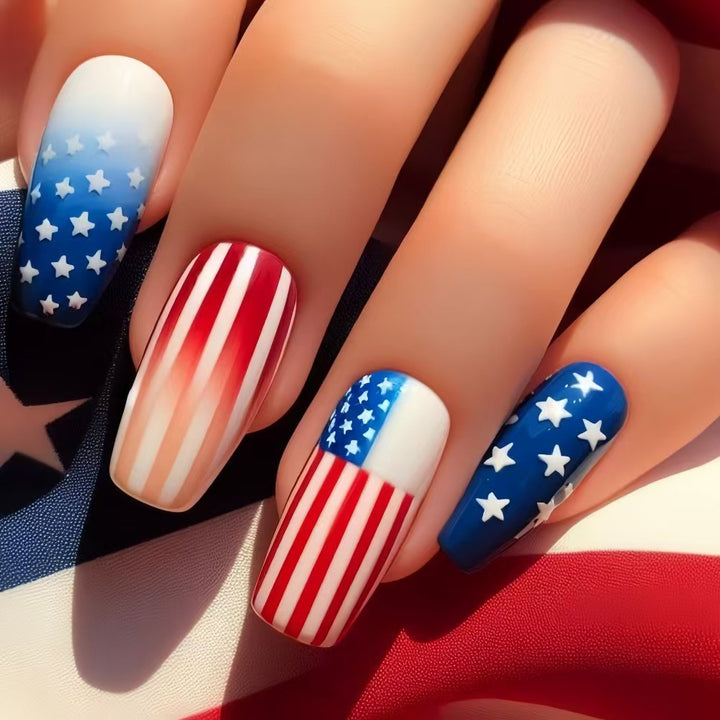 Patriotic style artificial nails Bowlift