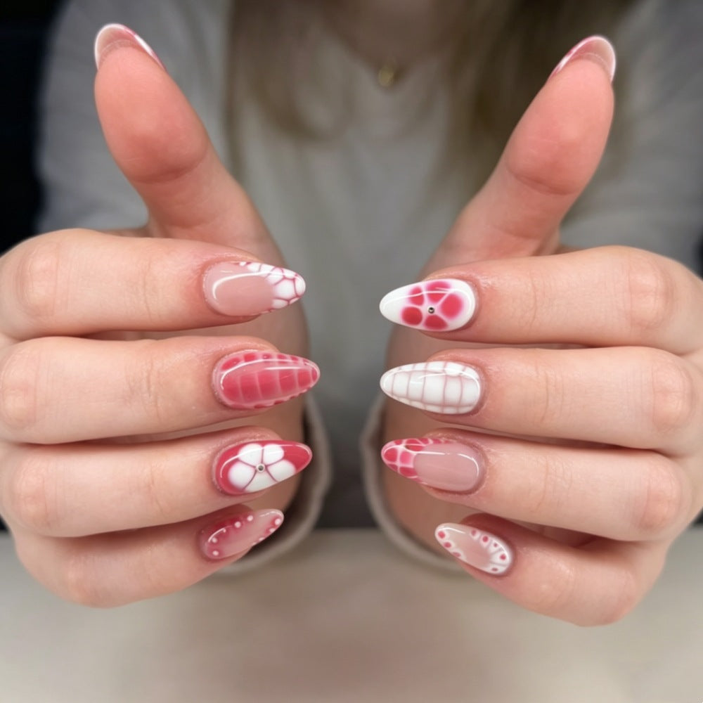 Creative Press-On Nail Art Set with Abstract Patterns Bowlift