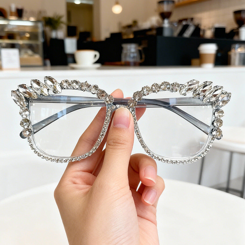 Glamorous Rhinestone-Embellished Cat-Eye Sunglasses Bowlift