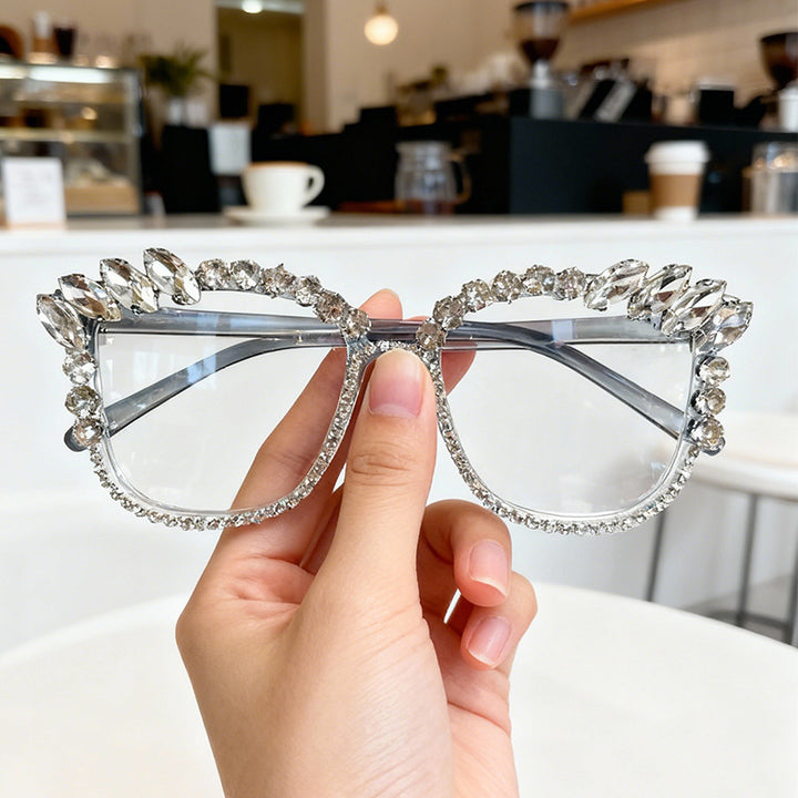 Glamorous Rhinestone-Embellished Cat-Eye Sunglasses Bowlift