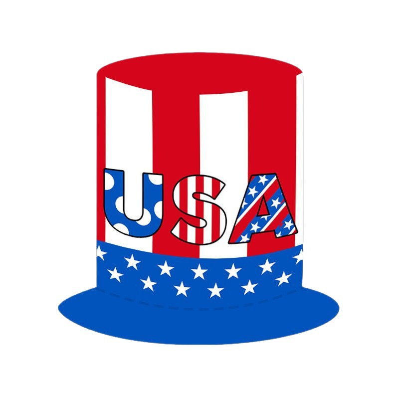 Unisex nan more patriotic party top hat with stars and stripes motif made of lightweight felt Bowlift