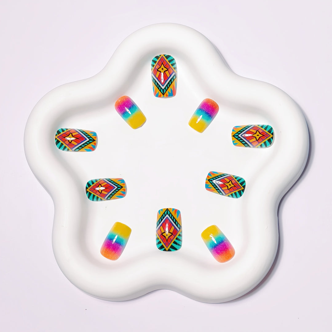 Bohemian Geometric Nail Art Bowlift