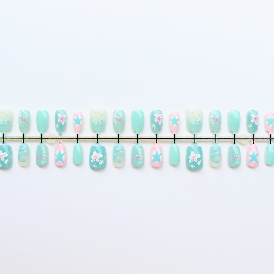 Mermaid-Inspired Decorative Press-On Nail Set Bowlift