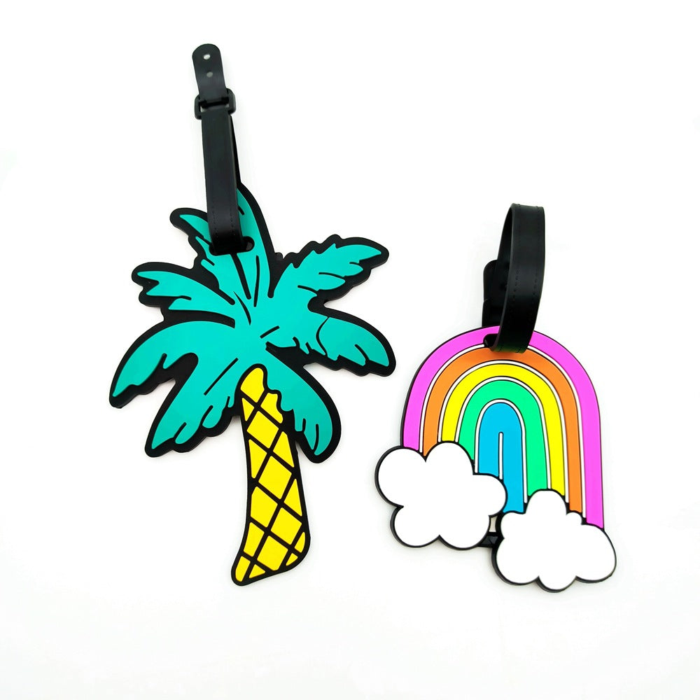 silicone rainbow-shaped luggage tag with adjustable buckle strap soft PVC travel ID tag Bowlift