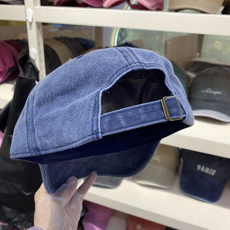 Men's Distressed Adjustable Denim Baseball Cap Bowlift