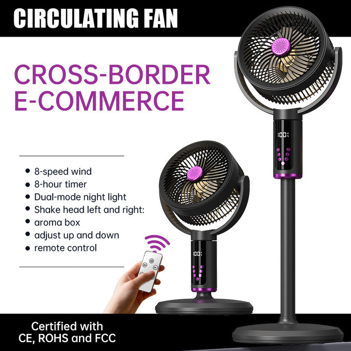 Unisex nan height-adjustable oscillating rechargeable pedestal fan with digital LED display remote and aromatherapy Bowlift