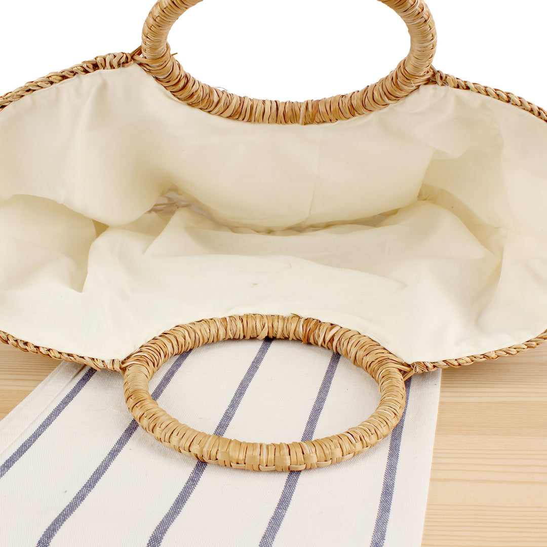 Braided basket bag with stylish round handle Bowlift