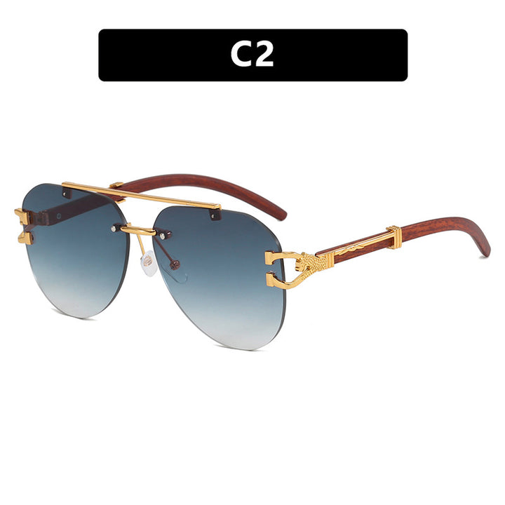 Ladies fashionable pilot sunglasses with luxurious metal accents and wood details Bowlift