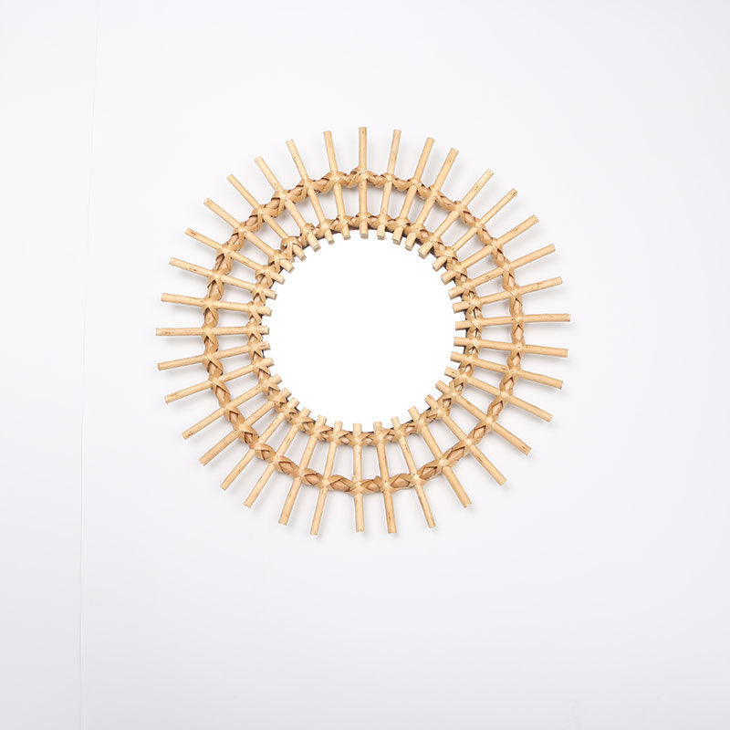 Round Wall Mirror with Rattan Design Bowlift