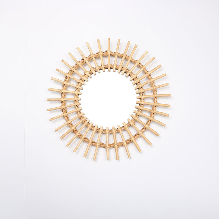 Round Wall Mirror with Rattan Design Bowlift