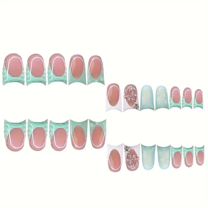 Artistic Press-On Nail Set with Unique Designs Bowlift