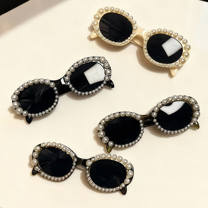 Decorative Pearl Frame Sunglasses Bowlift