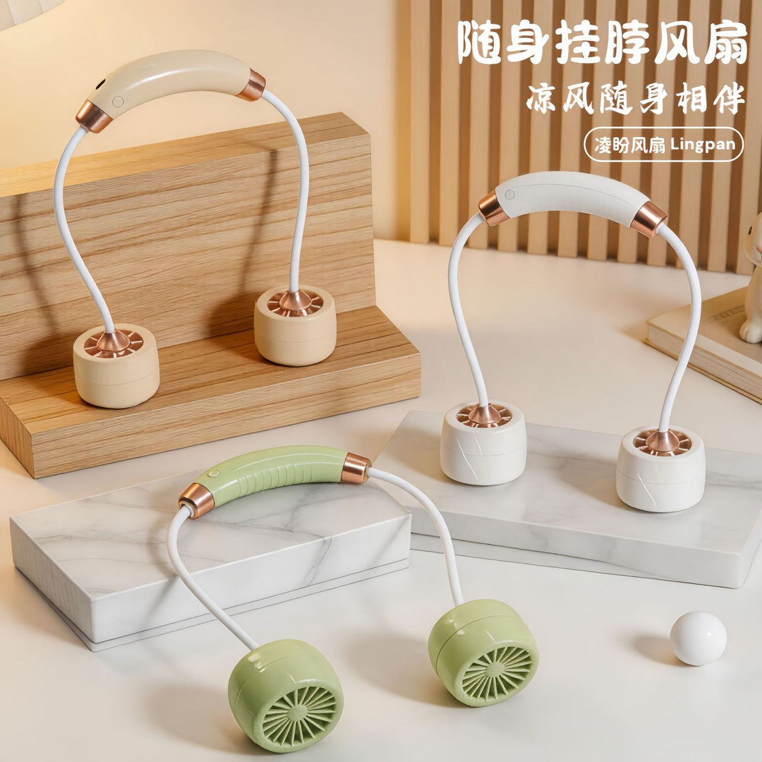 Women Portable Neck Fan with Flexible Design and Integrated USB Port Bowlift