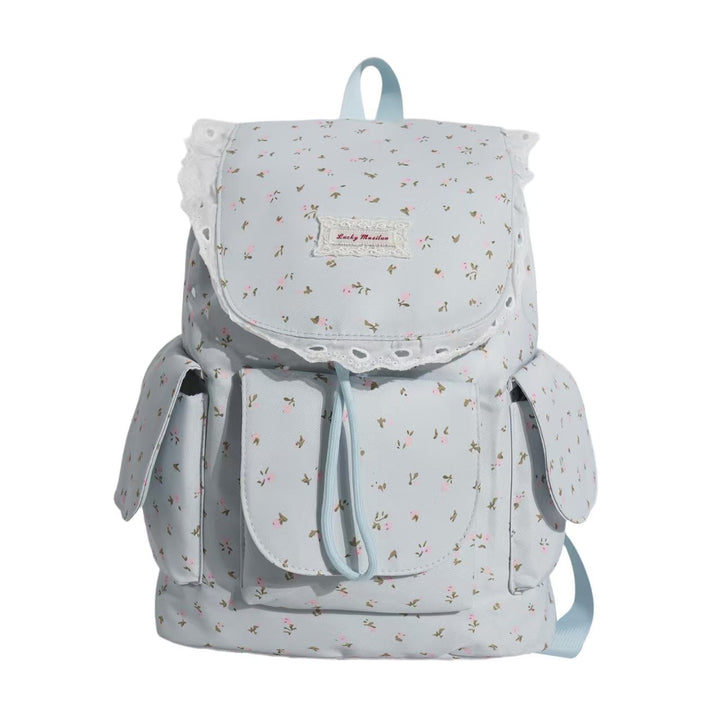 Floral Print Ruffled Backpack Bowlift