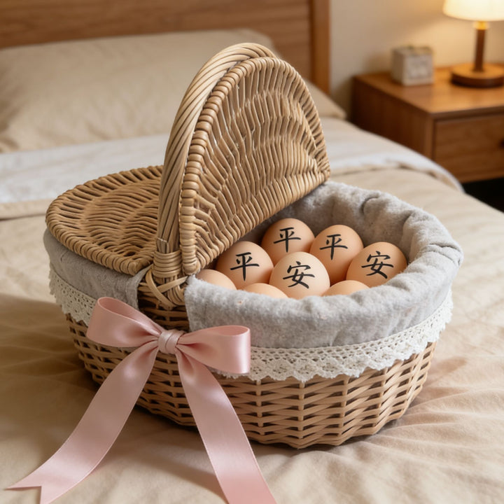 Women's braided basket with decorative fabric cover and practical carrying handles Bowlift