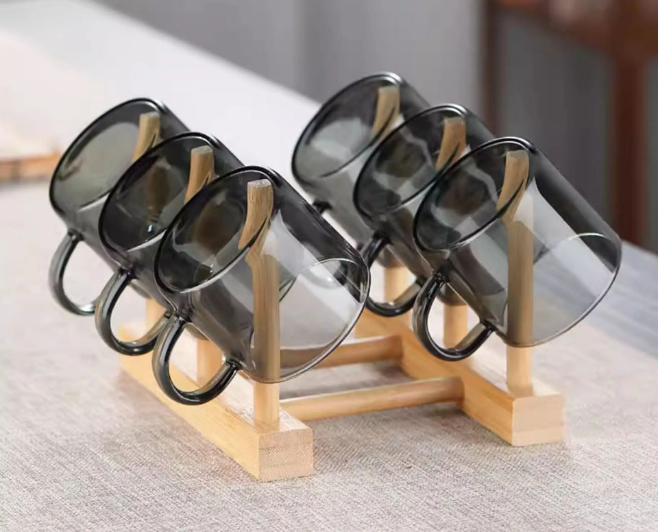 Handblown Double-Wall Glass Espresso Cups with Colored Curved Handles Set Bowlift