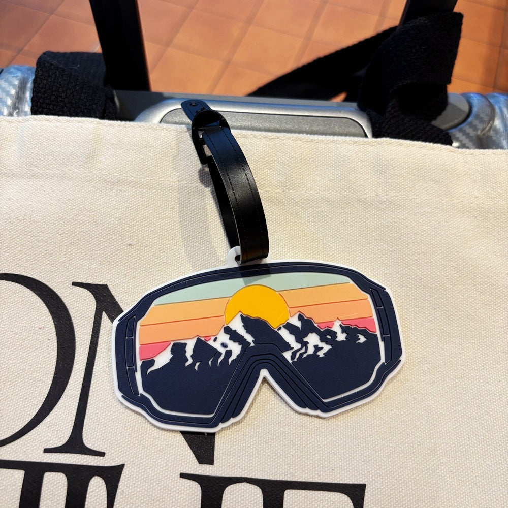 Adventure-Themed Ski Goggles Luggage Tag Bowlift