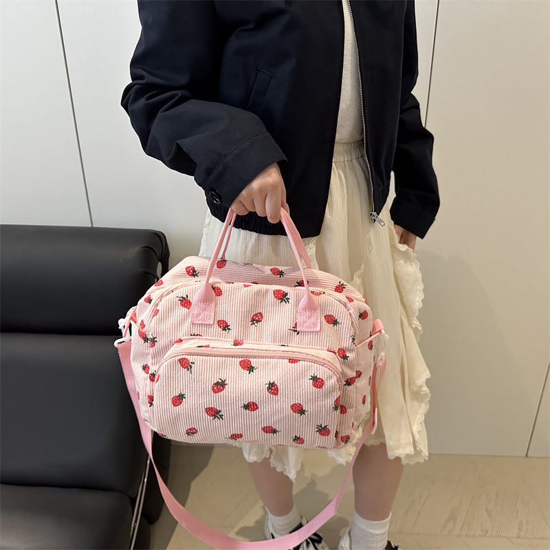 WoPlayful Strawberry Print Crossbody Bag Bowlift