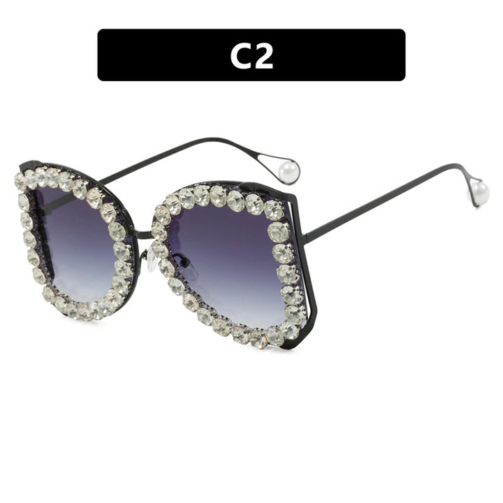 Women's extravagant cat-eye sunglasses with sparkling rhinestone frame Bowlift