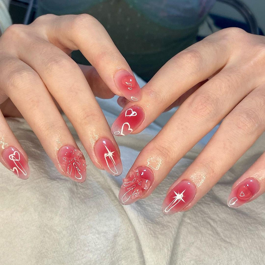 Artificial Nail Art with Romantic Design Bowlift