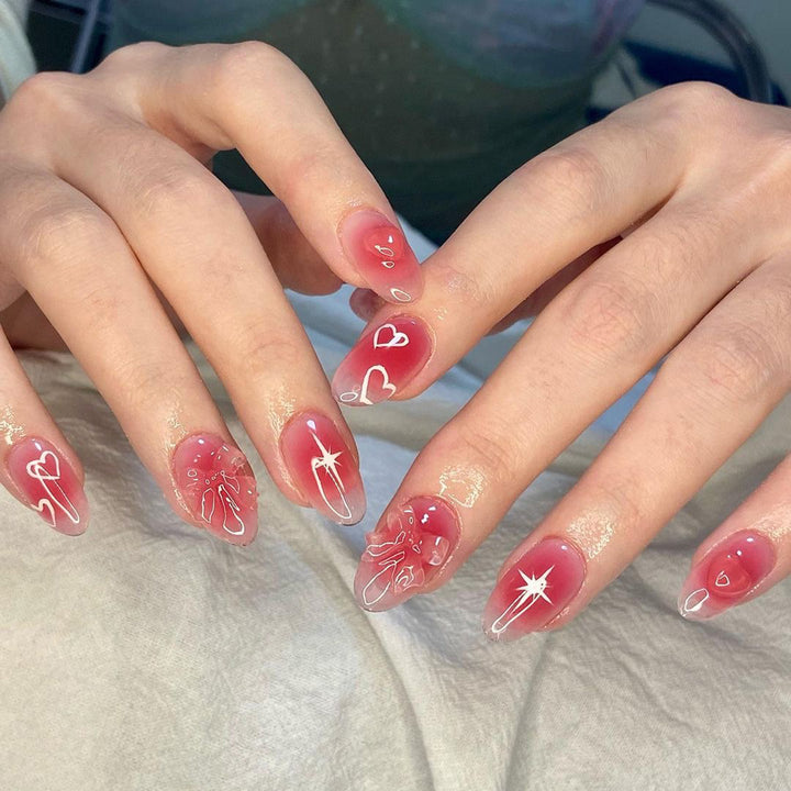 Artificial Nail Art with Romantic Design Bowlift