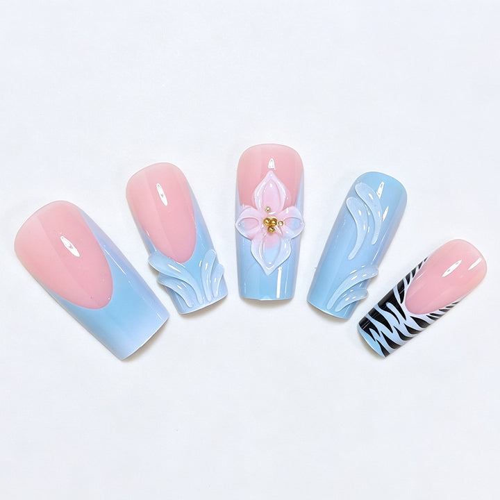 Decorative Long Press-On Nail Art Bowlift