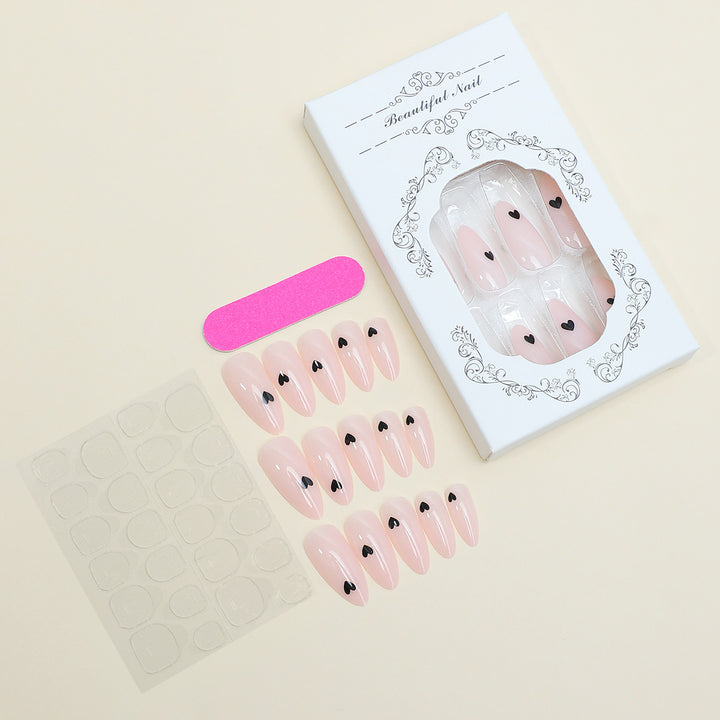 Acrylic nail set with stylish heart designs Bowlift