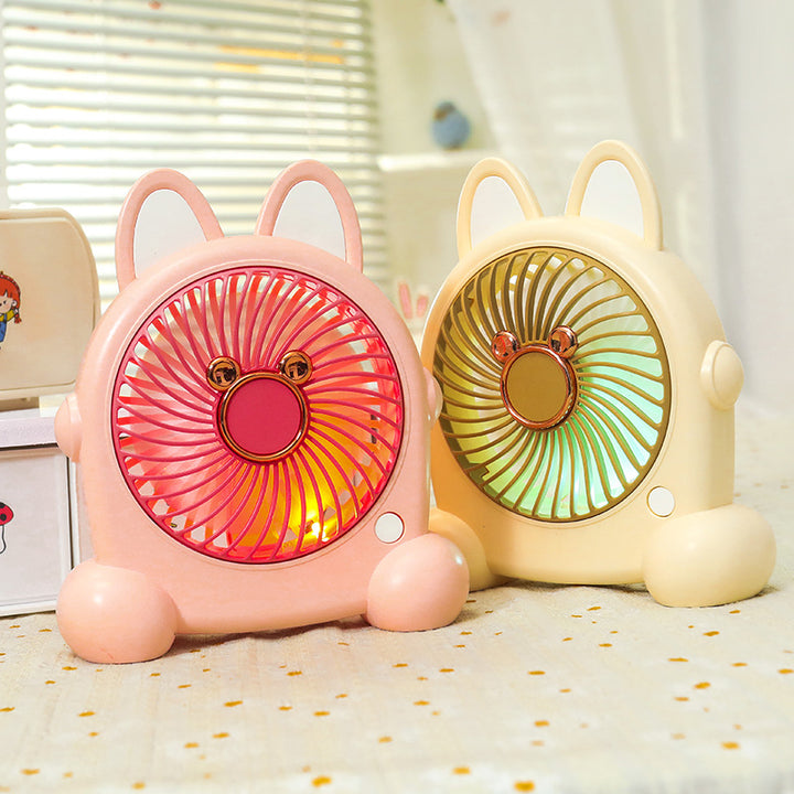 Unisex portable table fan in cute animal design with USB connection and rechargeable battery Bowlift