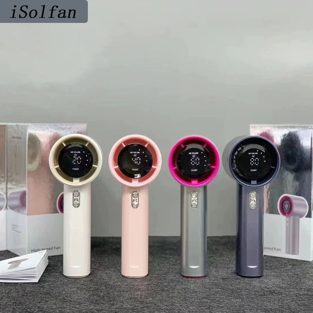Women Portable Hand Fan with LED Display Bowlift