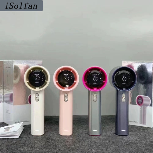 Women Portable Hand Fan with LED Display Bowlift