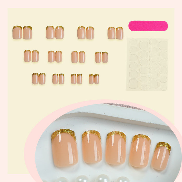 Elegant Press-On Nail Collection with Gold Accent Details Bowlift