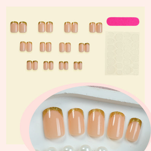Elegant Press-On Nail Collection with Gold Accent Details Bowlift