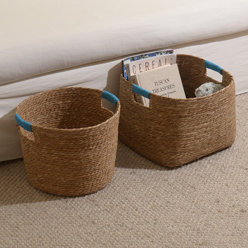 Stylish storage basket made of woven natural fibers Bowlift