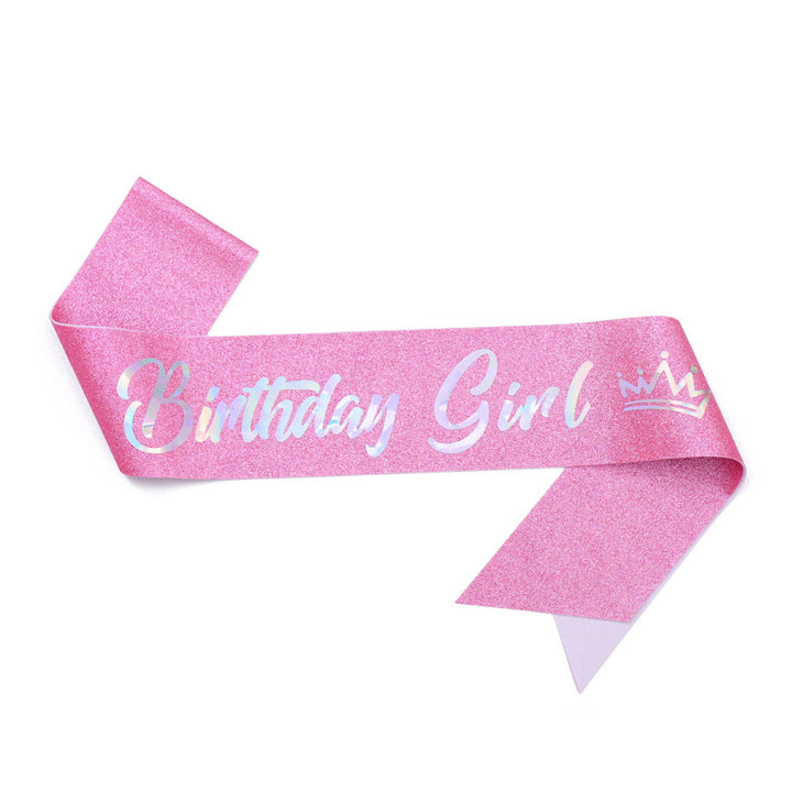 Women's festive birthday sash with glitter Bowlift