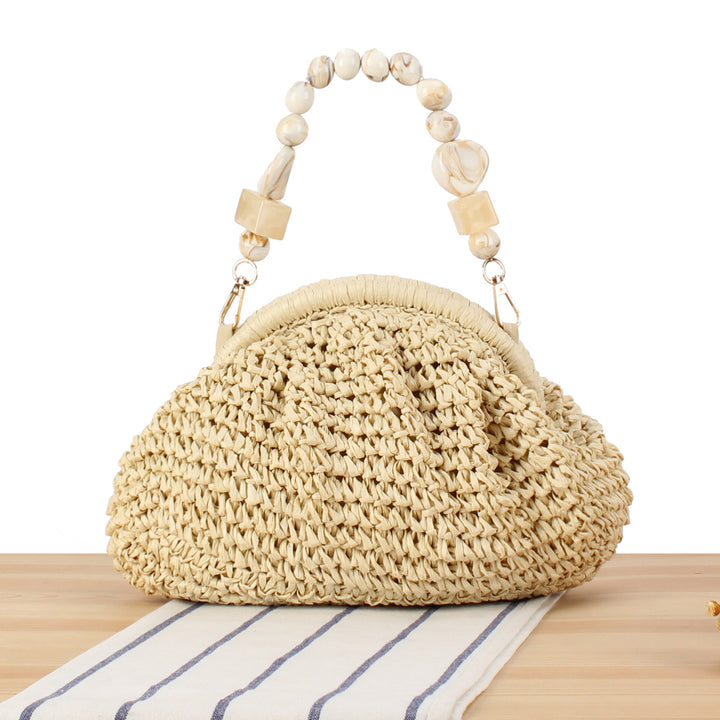 Stylish handbag with colorful bead handle Bowlift