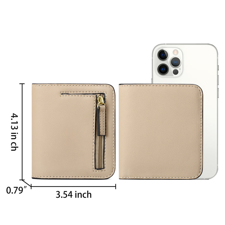 Compact Saffiano Card and Coin Wallet with Zipper Pocket Bowlift